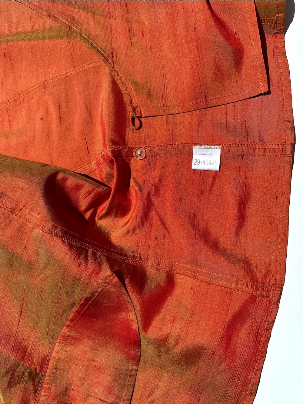 Ann Taylor Dupioni Silk Rust Orange Wrap Blouse with Side Tie, 8 - Picture 7 of 14